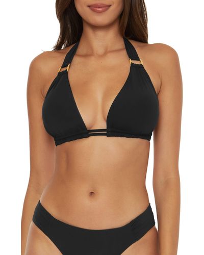 Becca Color Code D-cup Halter Bikini Top - Black