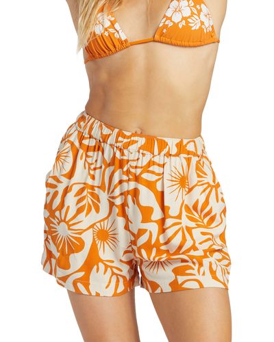 Billabong Sea Ya Leaf Print Shorts - Orange