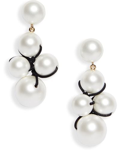 Carolina Herrera Contessa Imitation Pearl Cluster Drop Earrings - White
