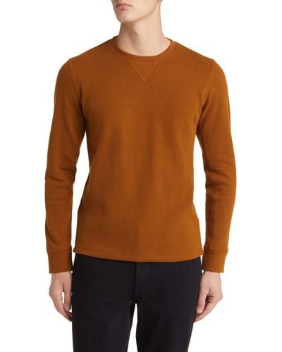 Billy Reid Thermal Crewneck Organic Cotton Pullover - Brown