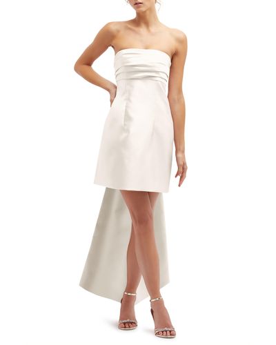 Alfred Sung Oversize Bow Back Strapless Minidress - White