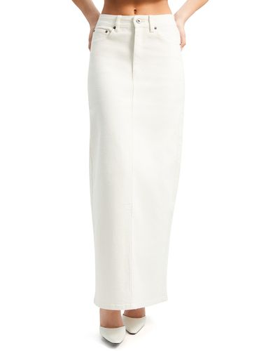 Bardot Evianna Denim Maxi Skirt - White
