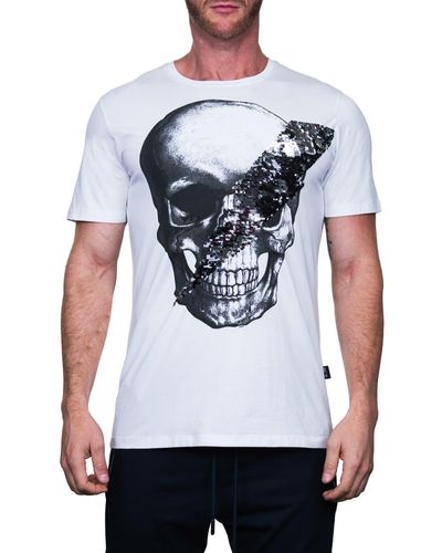 Maceoo Skull Disco Graphic Crew T-shirt - White