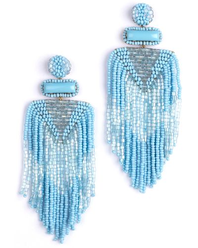 Deepa Gurnani Jody Beaded Tassel Earrings - Blue
