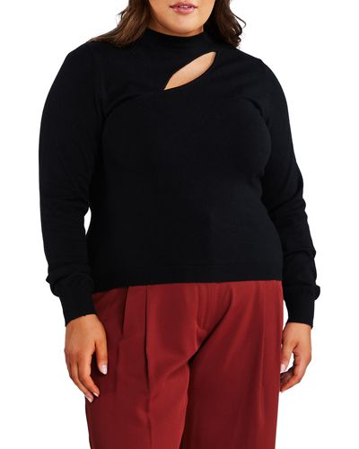 Estelle Asymmetric Cutout Sweater - Red