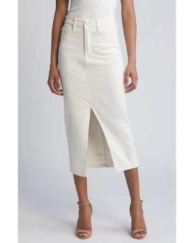 GOOD AMERICAN Denim Midi Skirt - White