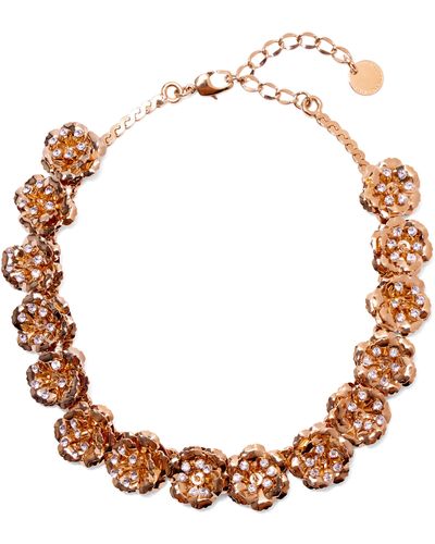 Carolina Herrera Crystal Embellished Flower Collar Necklace - Metallic