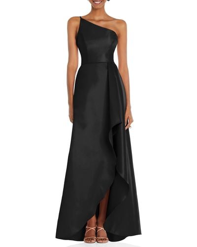 Alfred Sung One-shoulder Satin Gown - Black