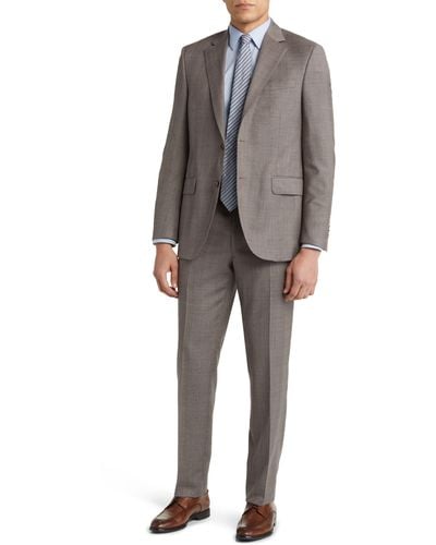 Peter Millar Tailored Fit Plaid Wool Suit - Gray