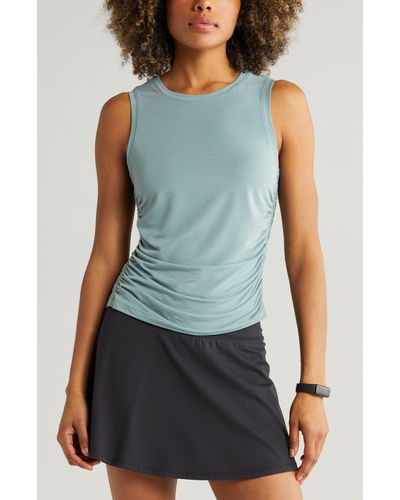Zella In The Zone Ruched Side Tank - Blue