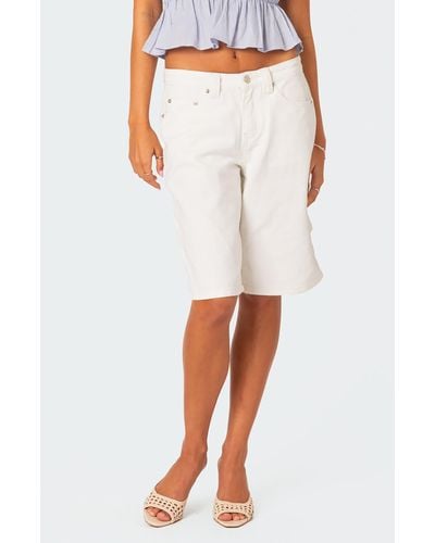 Edikted Low Rise Carpenter Bermuda Shorts - White