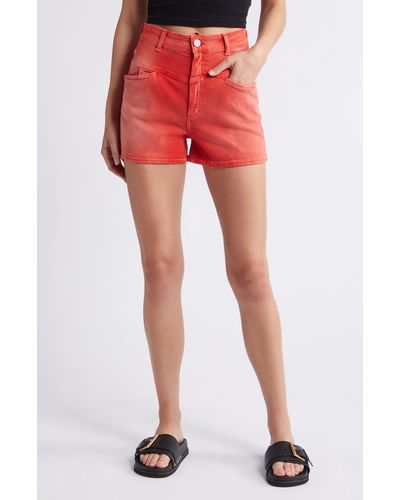 Closed Jocy-x High Waist Wide Leg Organic Cotton Denim Shorts - Red
