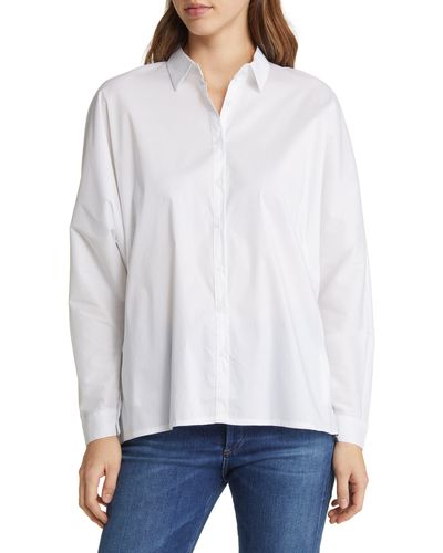 NIKKI LUND Hailey Oversize Stretch Poplin Shirt - White