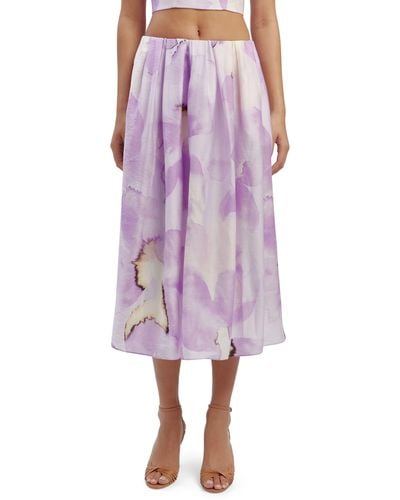 Bardot Leia Floral Midi Skirt - Purple