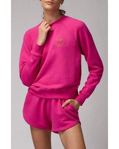 Spiritual Gangster Sg Smiley Forever Recycled Cotton Sweatshirt - Pink