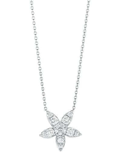 Kwiat Diamond Sunburst Flower Pendant Necklace - White