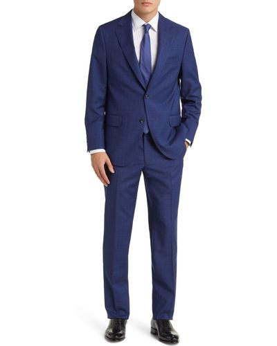 Peter Millar Tailored Fit Plaid Wool Suit - Blue