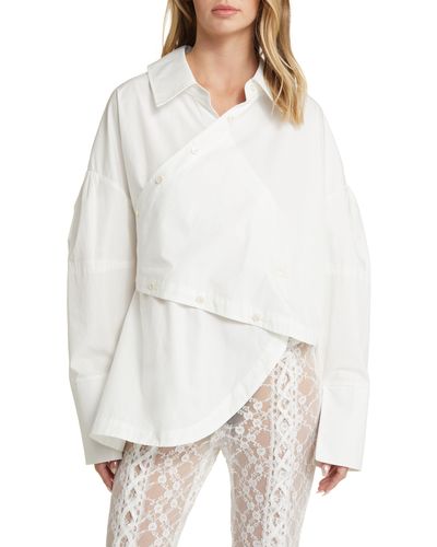 House Of Sunny The Artists Way Asymmetric Cotton Button-up Shirt - White