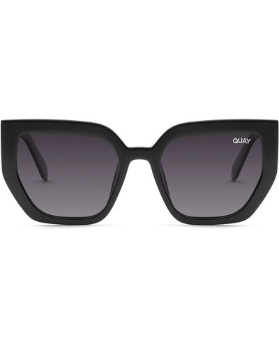 Quay Contoured 45mm Polarized Cat Eye Sunglasses - Black