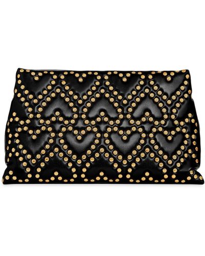 Rebecca Minkoff Heart Stud Pillow Quilted Faux Leather Clutch - Black