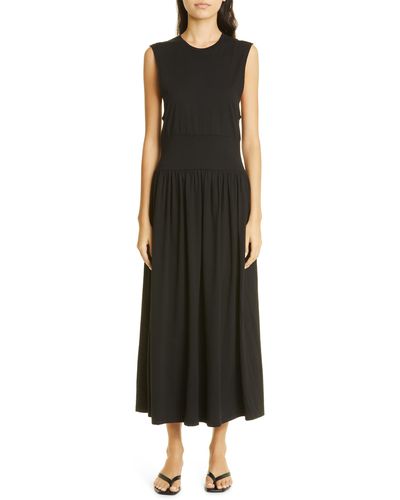 Totême Sleeveless Cotton Midi Dress - Black