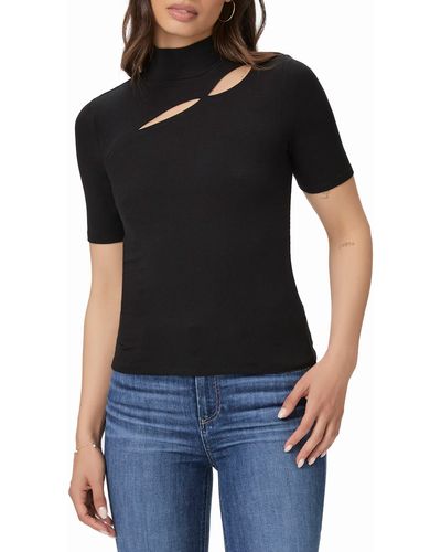 PAIGE Vija Cutout Ribbed Top - Black