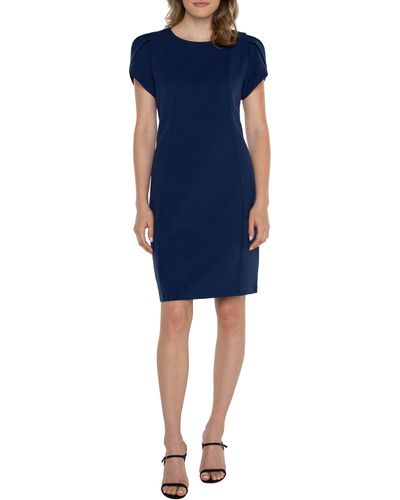 Liverpool Los Angeles Short Sleeve Sheath Dress - Blue