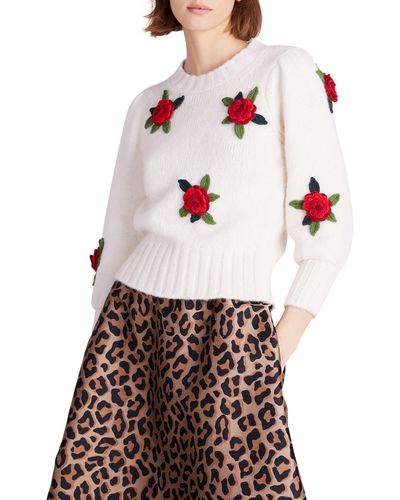 Kate Spade Crochet Roses Sweater - Multicolor