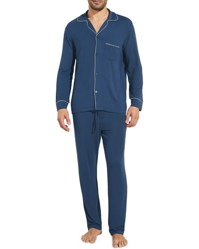 Eberjey William Jersey Knit Pajamas - Blue