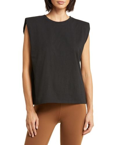 Alo Yoga Headliner Shoulder Pad Sleeveless T-shirt - Black