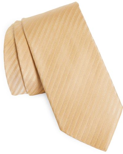Zegna Textured Stripe Silk Tie - Natural