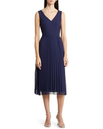 Sam Edelman Pleated Skirt Sleeveless Dress - Blue