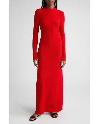 Proenza Schouler Lara Long Sleeve Bouclé Knit Convertible Dress - Red