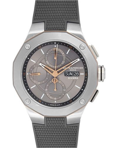 Baume & Mercier Riviera 10722 Rubber Strap Automatic Chronograph Watch - Gray