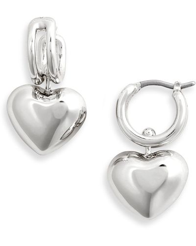 Jenny Bird Puffy Heart Drop Earrings - White