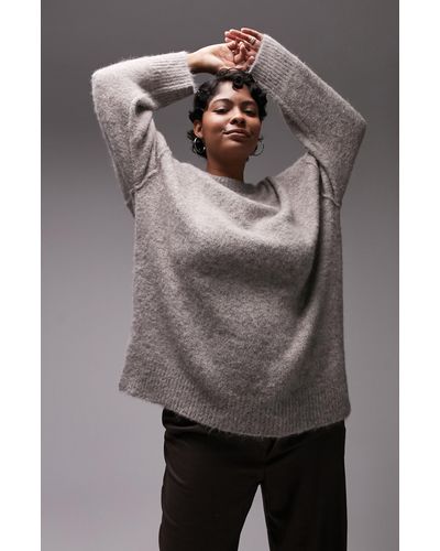 TOPSHOP Curve Exposed Seam Sweater - Gray