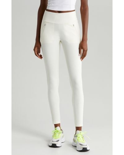 Zella Onward Hybrid Zip Pocket leggings - White