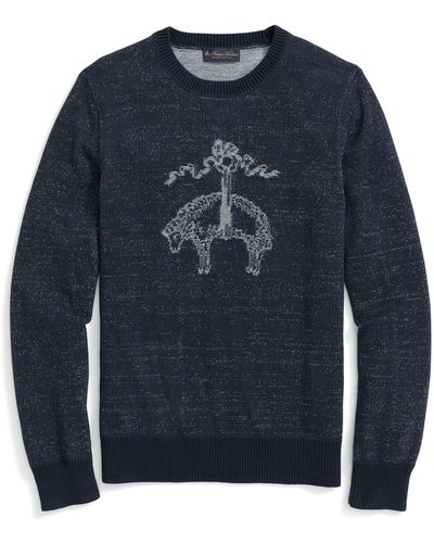 Brooks Brothers Plaited Fleece Sporty Sweater - Blue