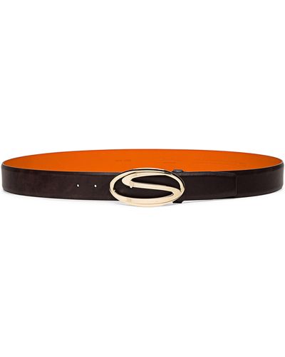 Santoni Polished Leather Belt - Orange