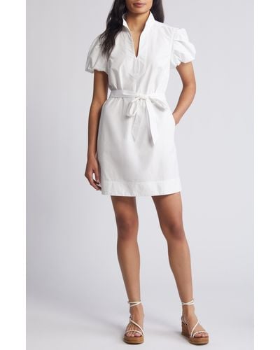 Tommy Bahama Oceana Puff Sleeve Cotton Poplin Dress - White