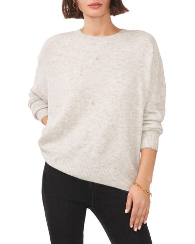 Chaus Pearly Baubles Cozy Crewneck Sweater - White