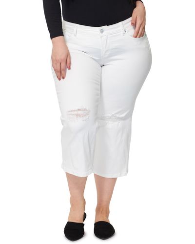 Slink Jeans Mid Rise Wide Leg Crop Jeans - White