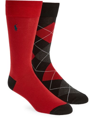 Polo Ralph Lauren Argyle 2-pack Stretch Cotton Blend Socks - Red