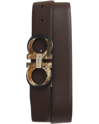 Ferragamo Salvatore Double Gancio Reversible Leather Belt - Multicolor