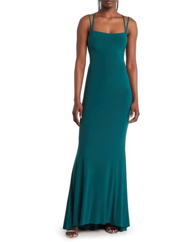 Jump Apparel Strappy Jersey Gown - Green