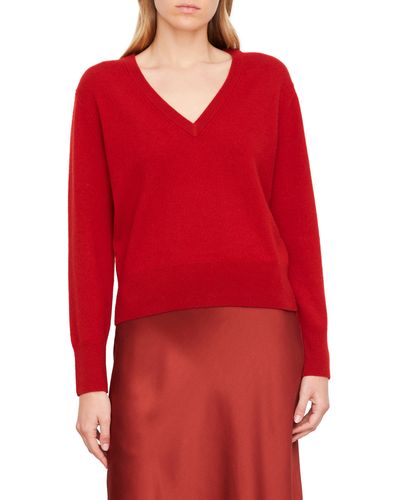 Vince V-neck Wool & Cashmere Sweater - Red