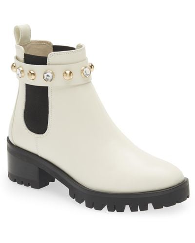 Karl Lagerfeld Pola Embellished Ankle Chelsea Boots - White