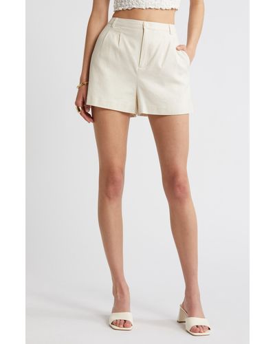 Open Edit High Waist Linen Blend Shorts - White
