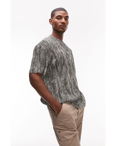 TOPMAN Oversize Textured T-shirt - Gray