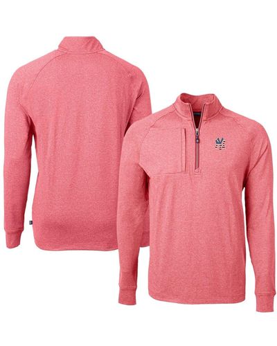 Cutter & Buck New York Yankees Americana Logo Big & Tall Adapt Eco Knit Stretch Recycled Quarter-zip Pullover Top At Nordstrom, - Pink